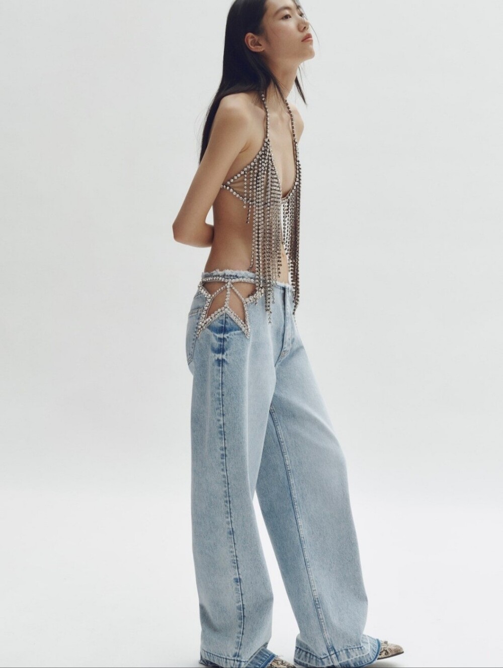 H&M Stella McCartney CRYSTAL-STAR STRAIGHT-LEG JEANS 16 - Picture 4 of 6
